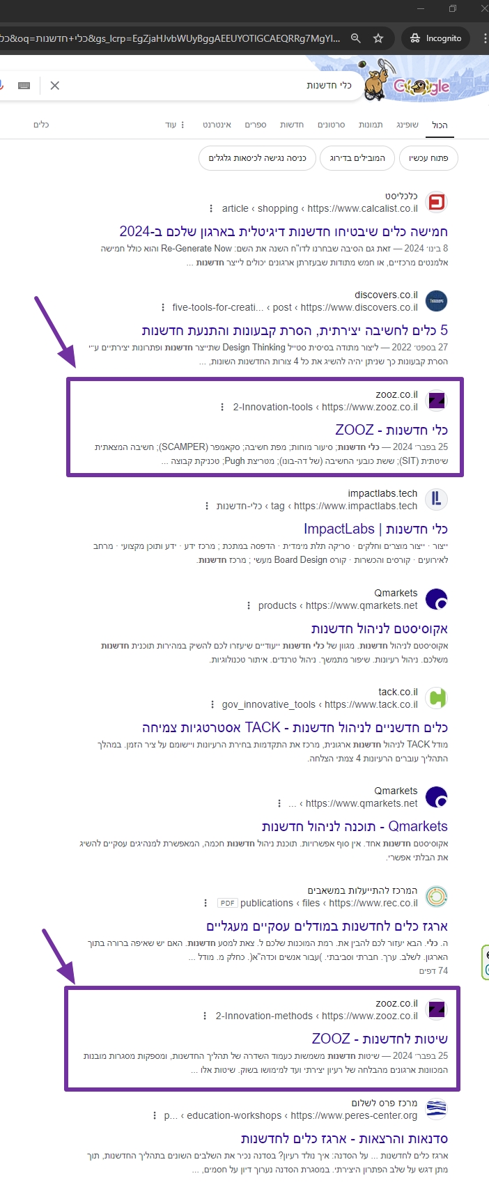 כלי חדשנות עבור ZOOZ - תוצאות חיפוש בגוגל למאמר מתורגם